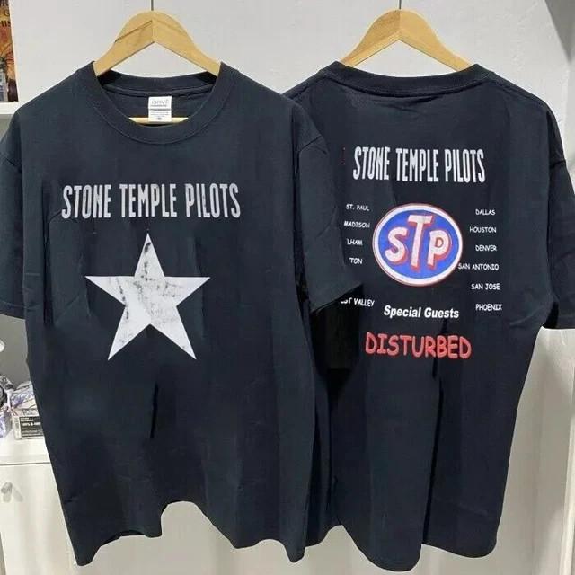 2000 Stone Temple Pilots amp; Disturbed 2 Side Tour Rock Black Tshirt Unisex T-Shirt XXL