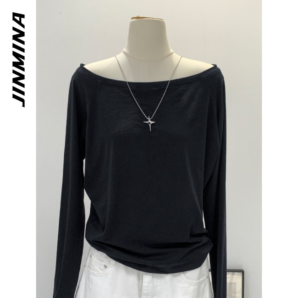 

Вязаные топы с асимметричным плечом Женская повседневная приталенная рубашка с длинным рукавом XL чёрный