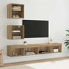 Wall Mounted TV Units with LED Lighting 5 pcs Artisan Oak Wood Based Material