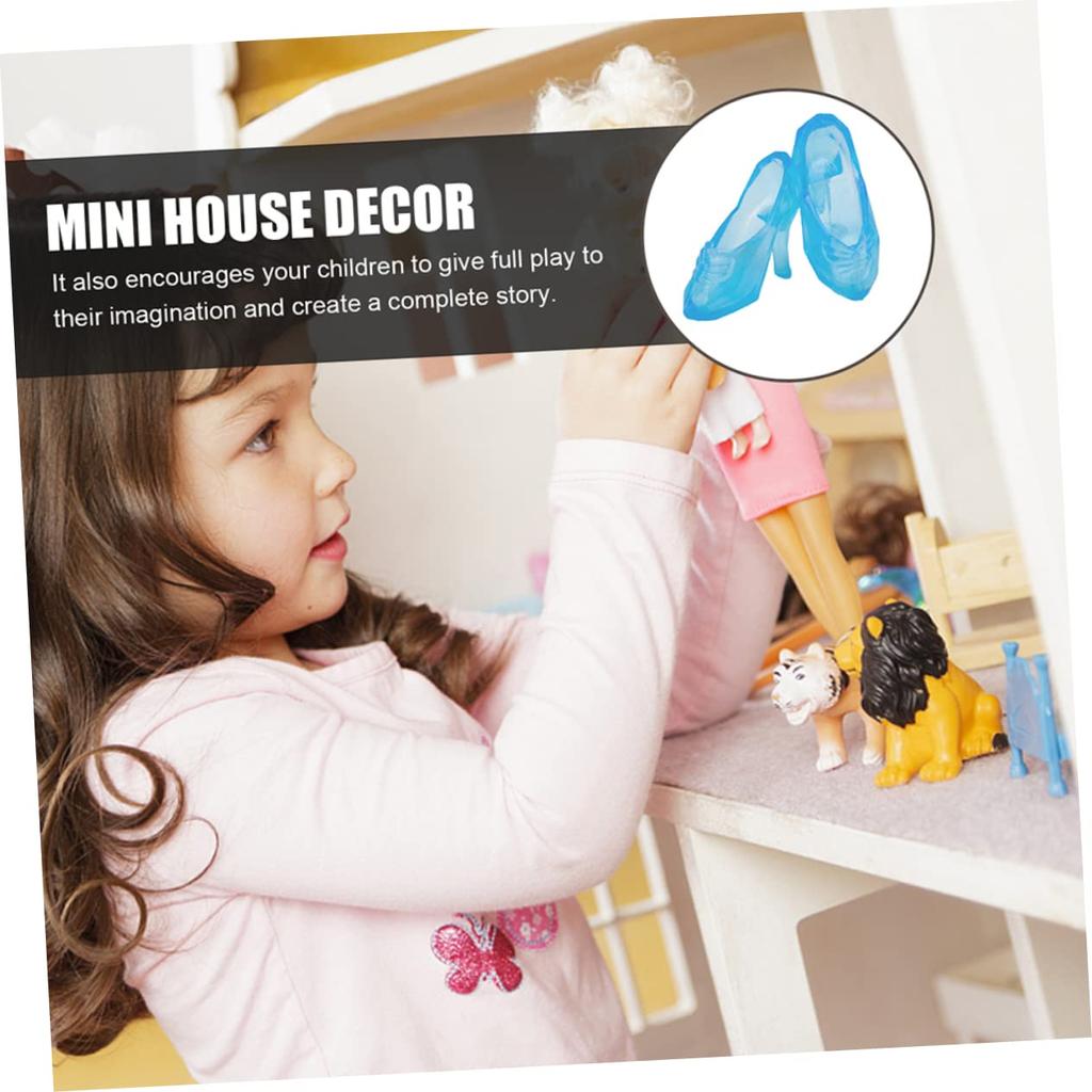 Alasum 30 Pairs Mini High Heel Shoes Set for Dolls, Crystal-Like Plastic, Dollhouse Decoration, 3.00 X 1.50 X 1.00 Cm, Miniature Shoes for Girls, Toy