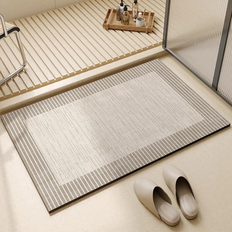 Modern Simplicity Diatom Mud Bathroom Floor Mat Toilet Home Absorbent Door Carpet Bathroom Entry Square Non-slip Soft Foot Mats