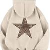 Dames Hooded Sweatshirt met Luipaard- en Sterrenprint, Casual Pullover met Lange Mouwen, Grote Voorraad Beschikbaar