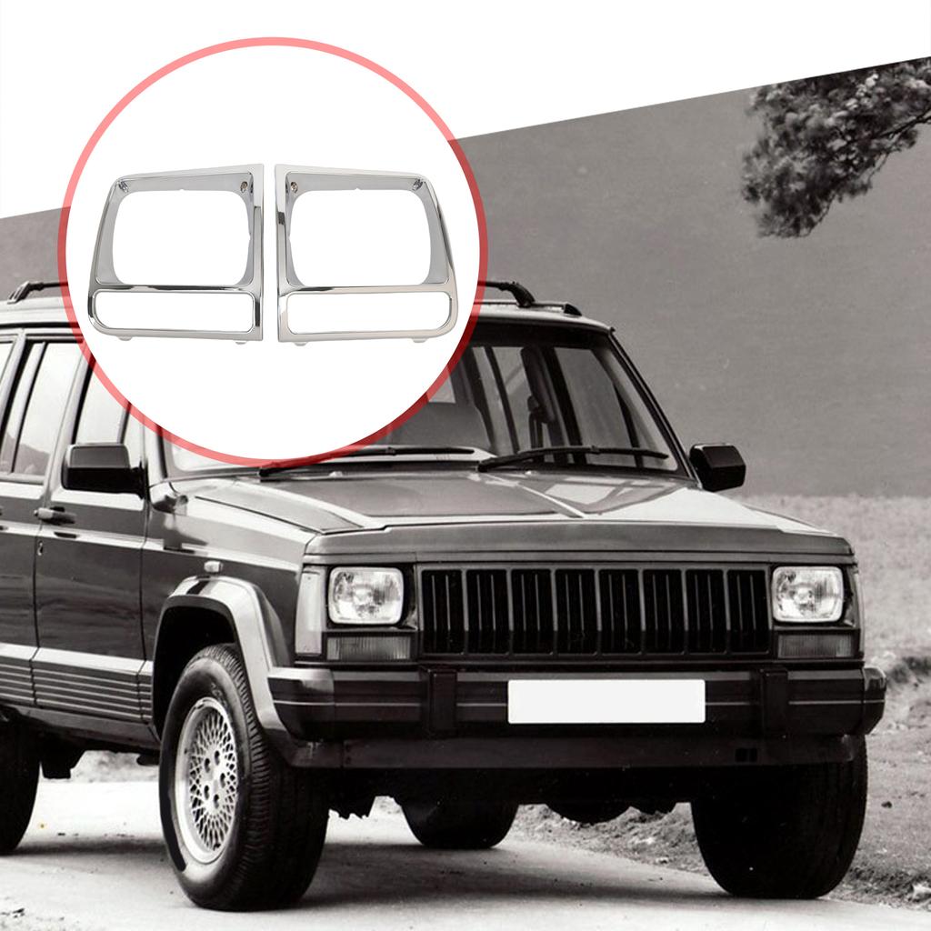 1 Pair Headlight Decorative Frame 5EM73SW1 Headlight Protection Frame CH2513156 for Jeep Cherokee 1998 1999 2000 2001 2002