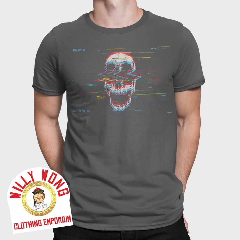 

Skull Glitch TV T-Shirt Retro Tee 70s 80s 90s Classic Gift Horror Zombie Love Unisex T-Shirt XXL