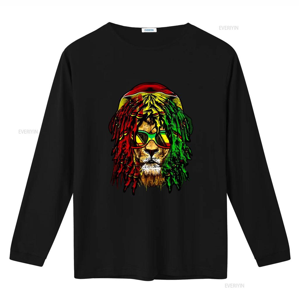 Reggae Lion T Shirt with Dreadlocks Rasta Sunglasses Jamaica Rastafarian Style Print vintage Washed streetwear Versatile Soft
