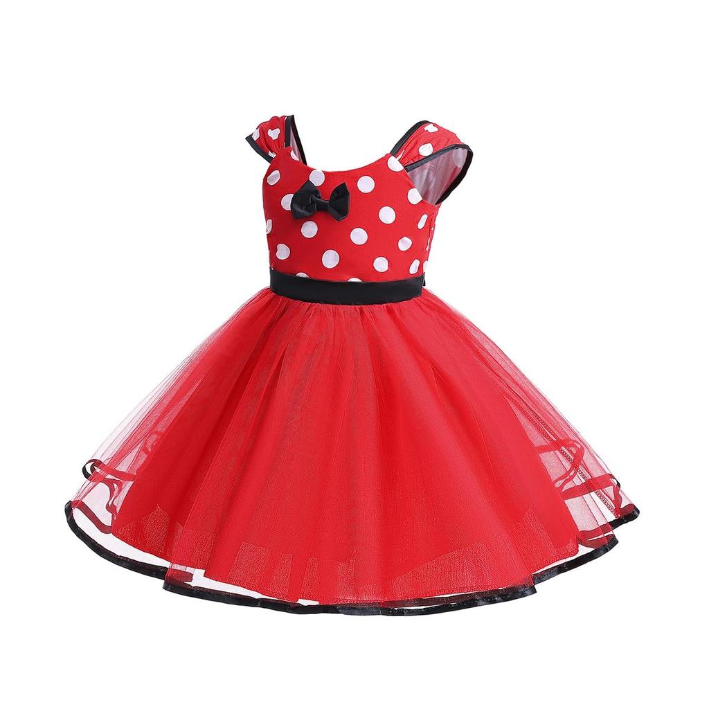 Kostým MUXIU Minnie Mouse na Halloween pro dívky, Roztomilá a oblíbená puntíkovaná sukně, Krátké rukávy, Motýlek, Párty, Taneční kostým, Focení,