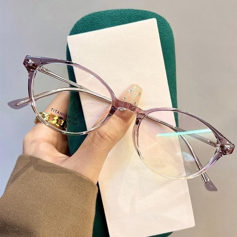 Stylish Oval Cat Eye Gradient Frame Presbyopia Glasses, Anti-Blue Light Reading Eyeglasses for Women, Diopters 0 To +4.0