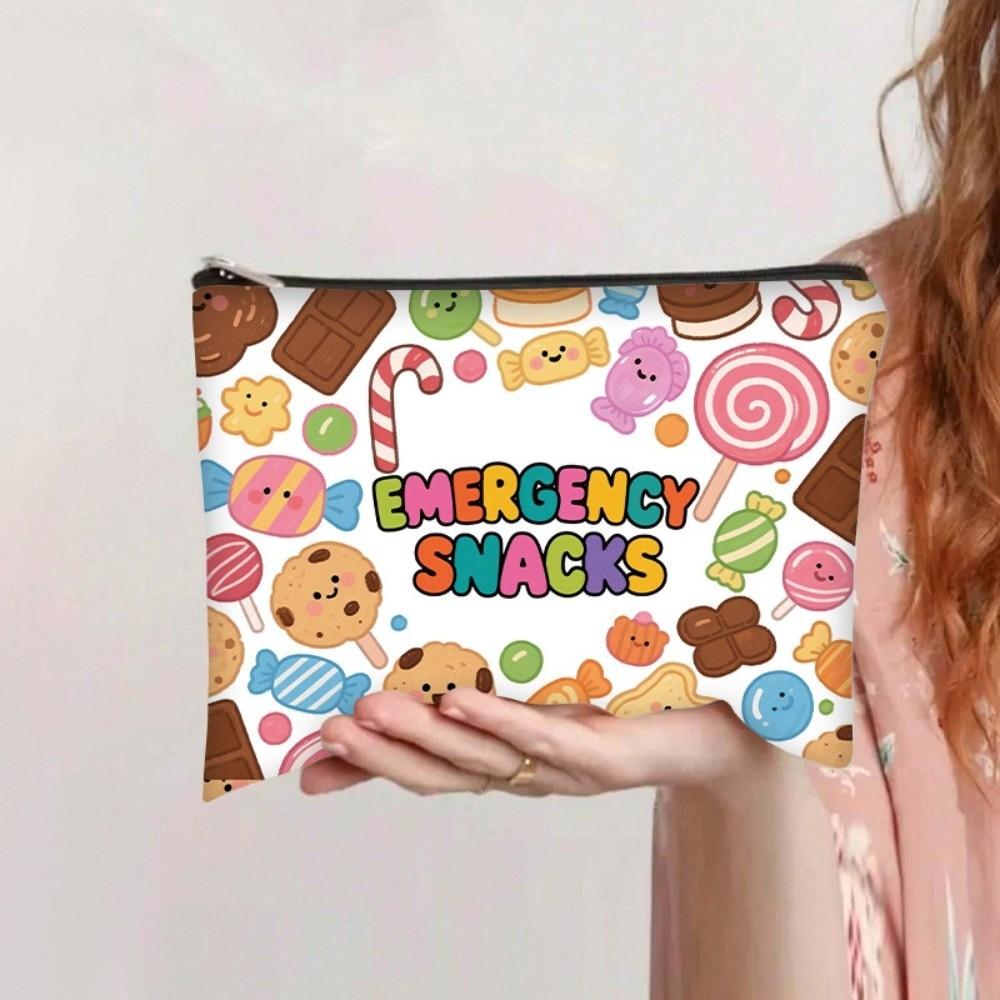 Canvas Cosmetic Bag Zipper Closure Makeups Organizer New Cable Organizer Bag Travel Use A-21.5x15cm