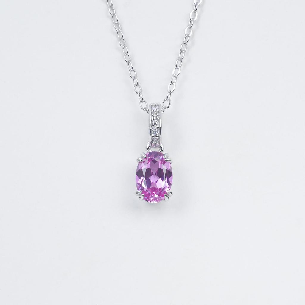Powder Blue Sapphire & Diamond Clasp Necklace In 925 Sterling Silver - Delicate Chain for Women, Perfect Gift for Qixi or Birthdays.