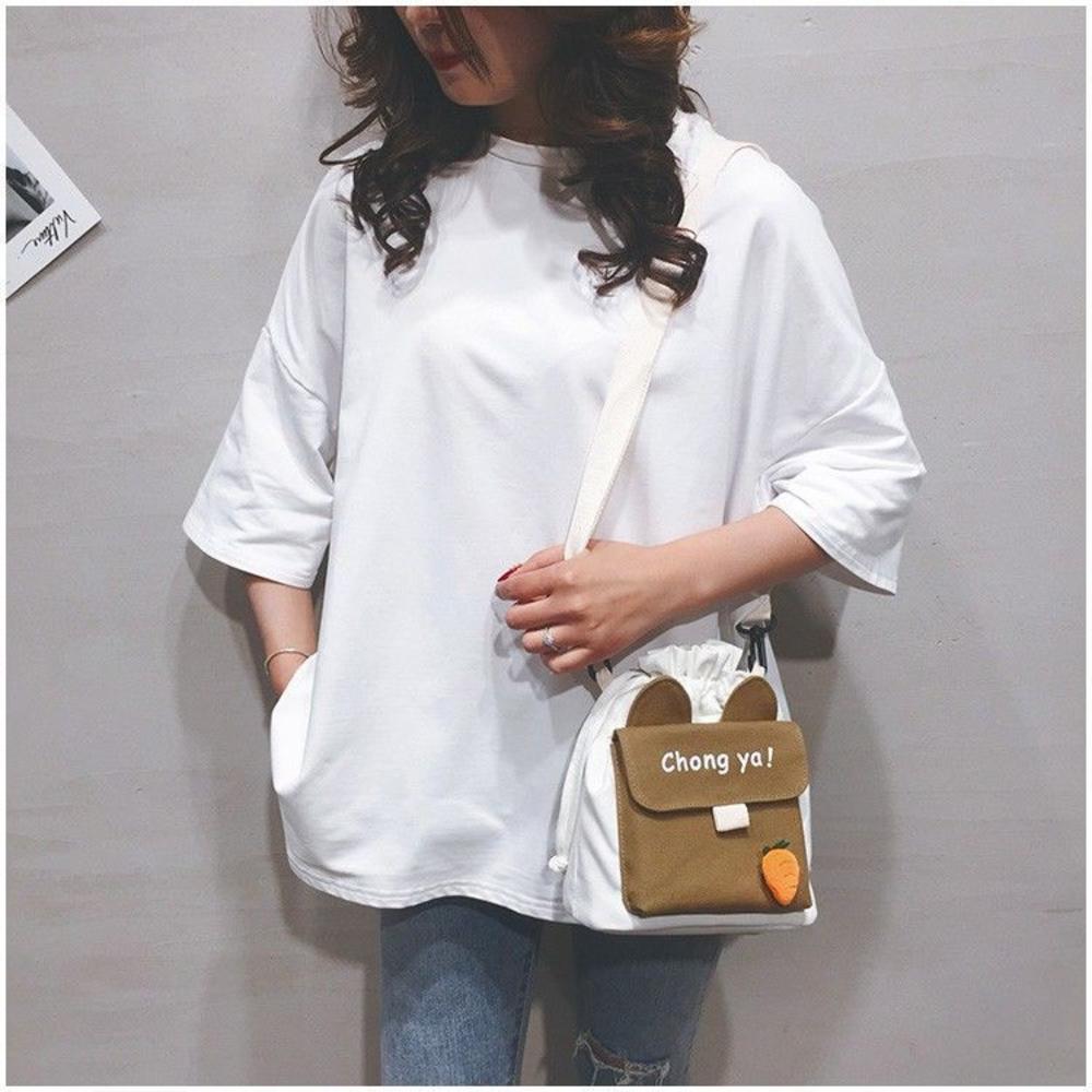 Casual Canvas Shoulder Bag for Women Large Capacity Messenger Crossbody Bag Student Handbag