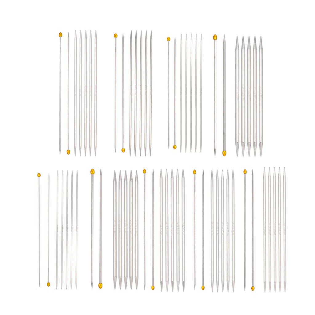 5Pcs Stainless Steel Double Pointed Knitting Needle with 2 Straight Single Pointed Knitting Needle for Beginner Knitting