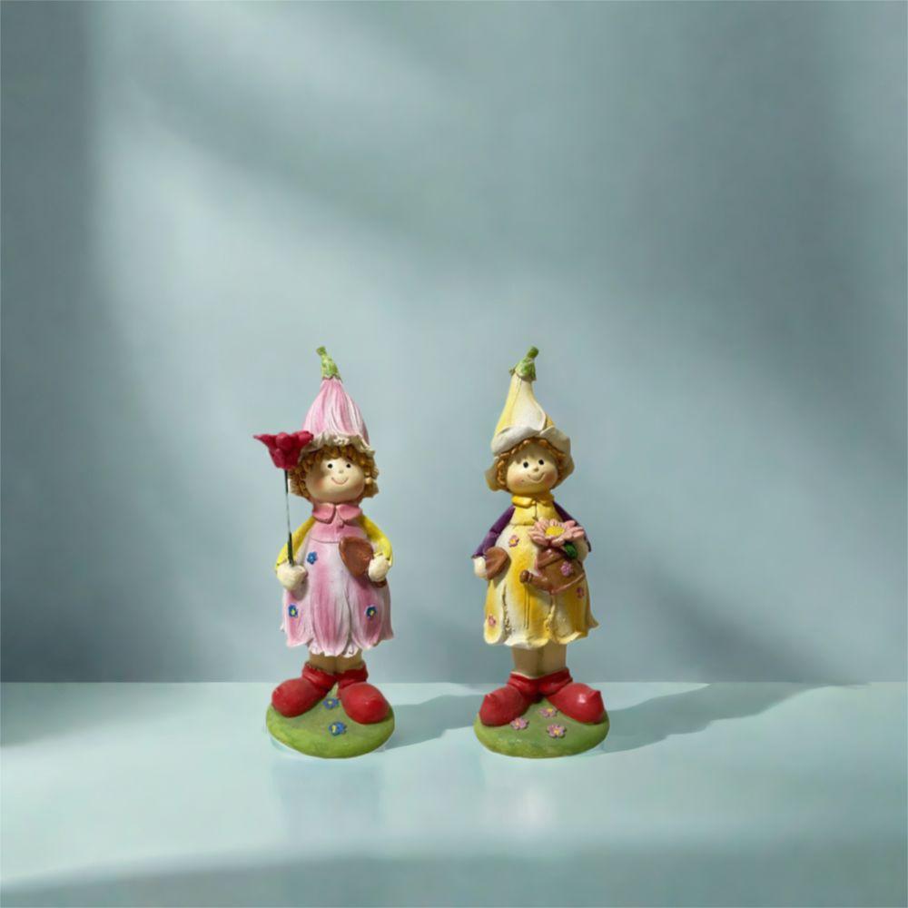 2pcs Creative Resin Garden Couple Sculpture Cute Waterproof Boy and Girl Statue Cartoon Miniatures Figurine Gift