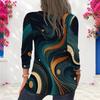 Women Plus Size Round Neck Long Sleeve Abstract Swirl Print Pullover Sweatshirt