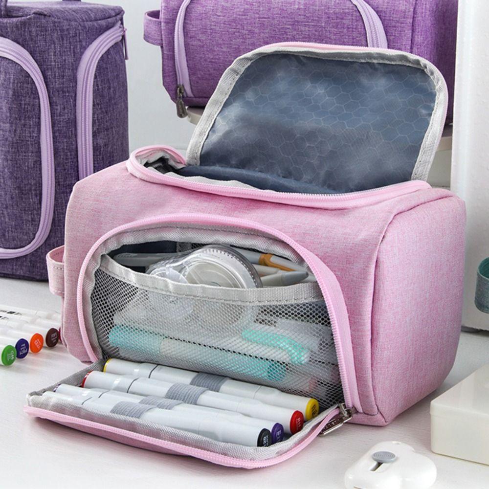 Portable Oxford Cloth Pencil Case Waterproof Multi-layer Stationery Storage Bag Large Capacity Pen Bag School Office