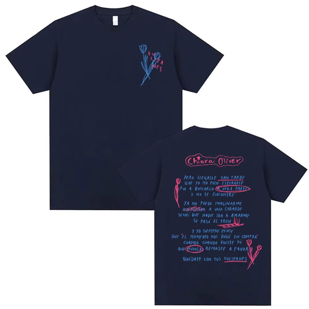 Singer CHIARA OLIVER Album Letters Print Tshirts Men Women Casual Cotton Short Sleeve Top Vintage Style High Street Tshirt
