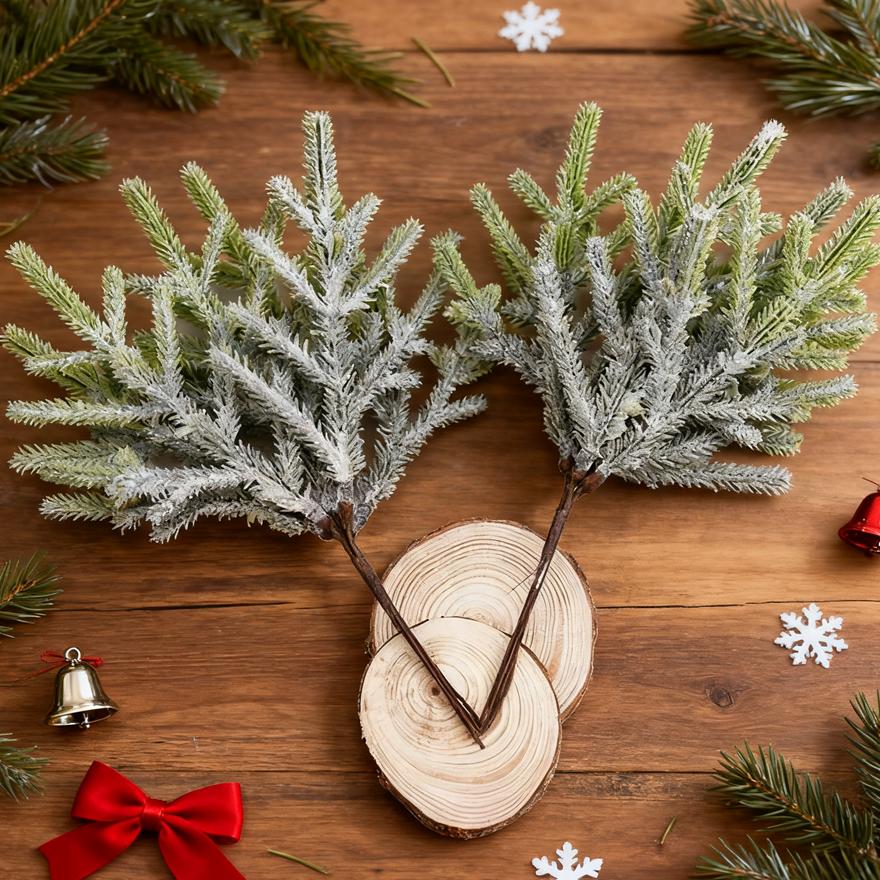 6Pcs/bundle Artificial Plants Fake Pine Vases Christmas Decorations Home Wedding DIY Gifts Box Wreath Scrapbooks Plastic Flowers