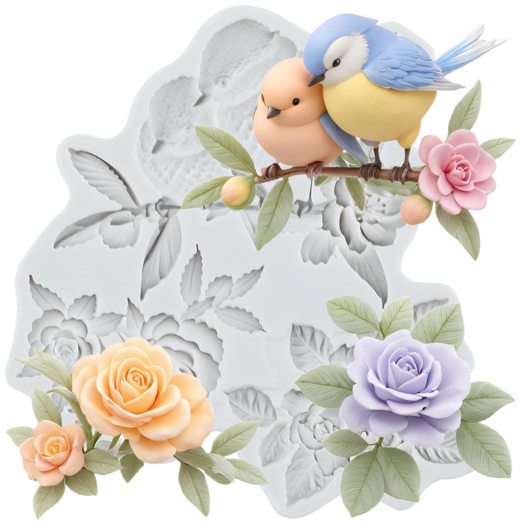 Magpie Silicone Mold Flower Twigs Fondant Molds Cake Decorating Tools Cupcake Topper Candy Resin Clay Chocolate Gumpaste Mold
