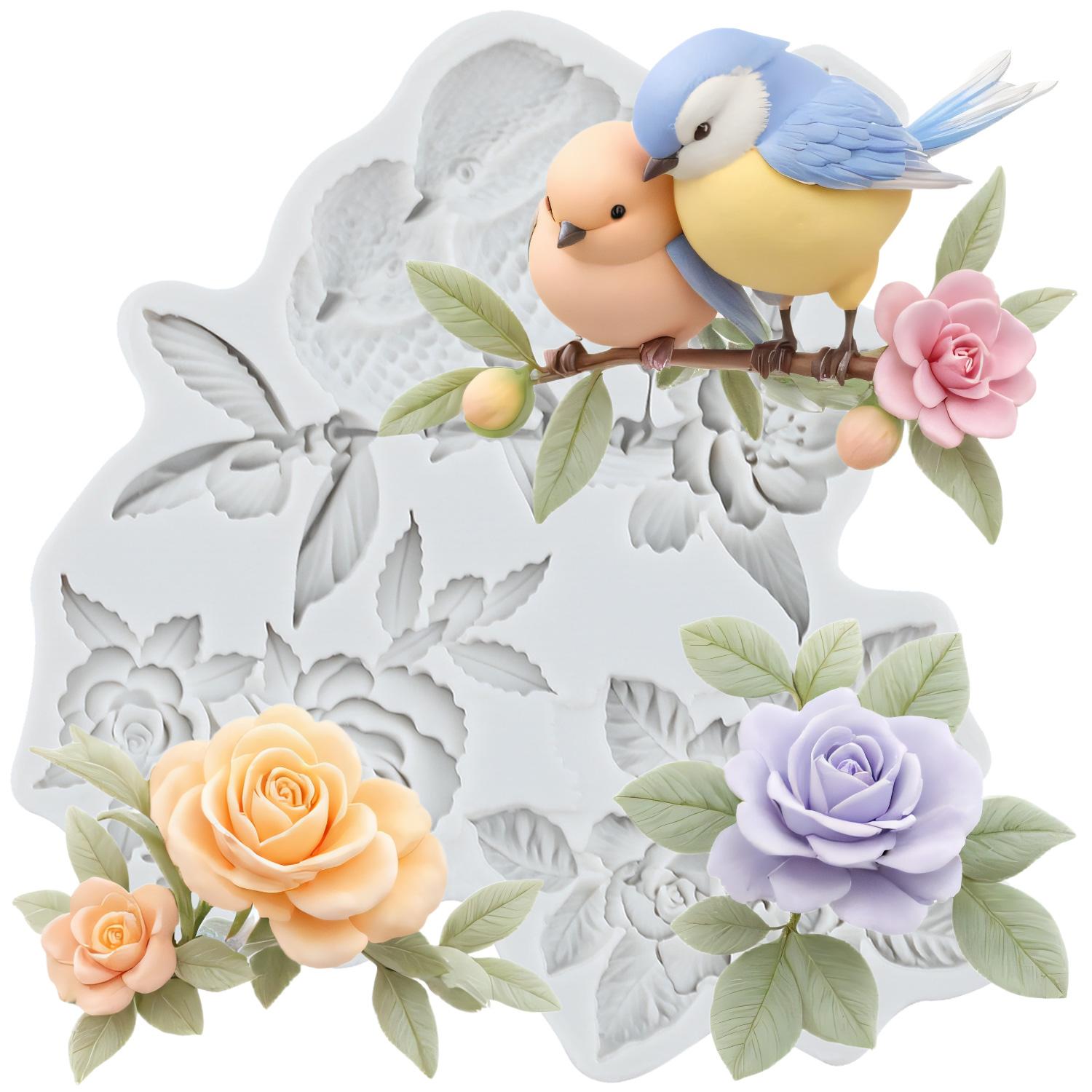 

Форма из силикона Сорока Ветки с цветами Формы для мастики Инструменты для украшения торта Топпер для кекса Конфета Смола Глина для лепки Шоколад Паста для лепки серый