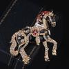 Luxury Zodiac Animal Lapel Pins Rhinestone Metal Badge Pin Strong Horse Brooches  for Women