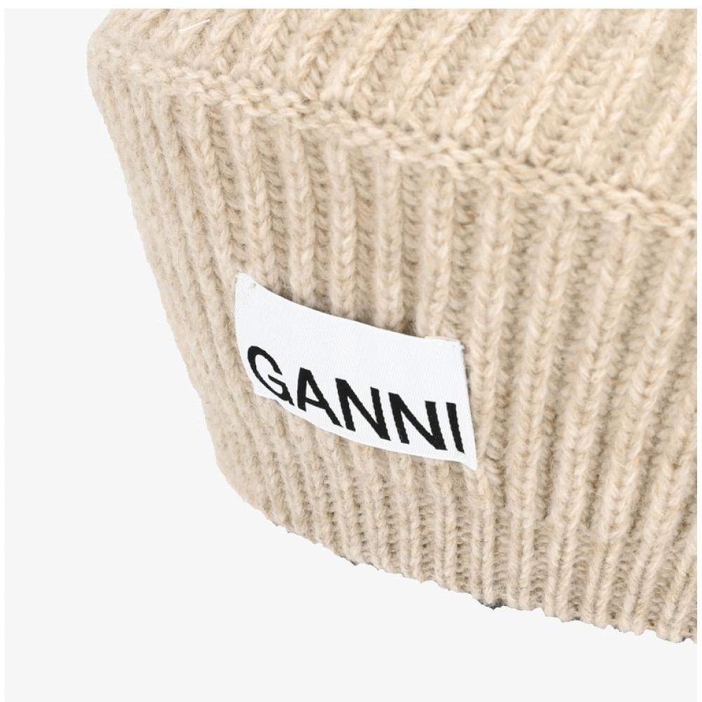 Ganni A4430 196 Logo Patch Structured Beret