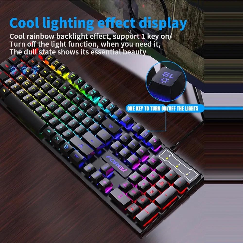 USB Kabelgebundene Tastatur RGB Farbe Gaming Tastatur Mechanisches Gefühl Tastatur 104 Tasten Standardtastatur für Windows Laptop Computer