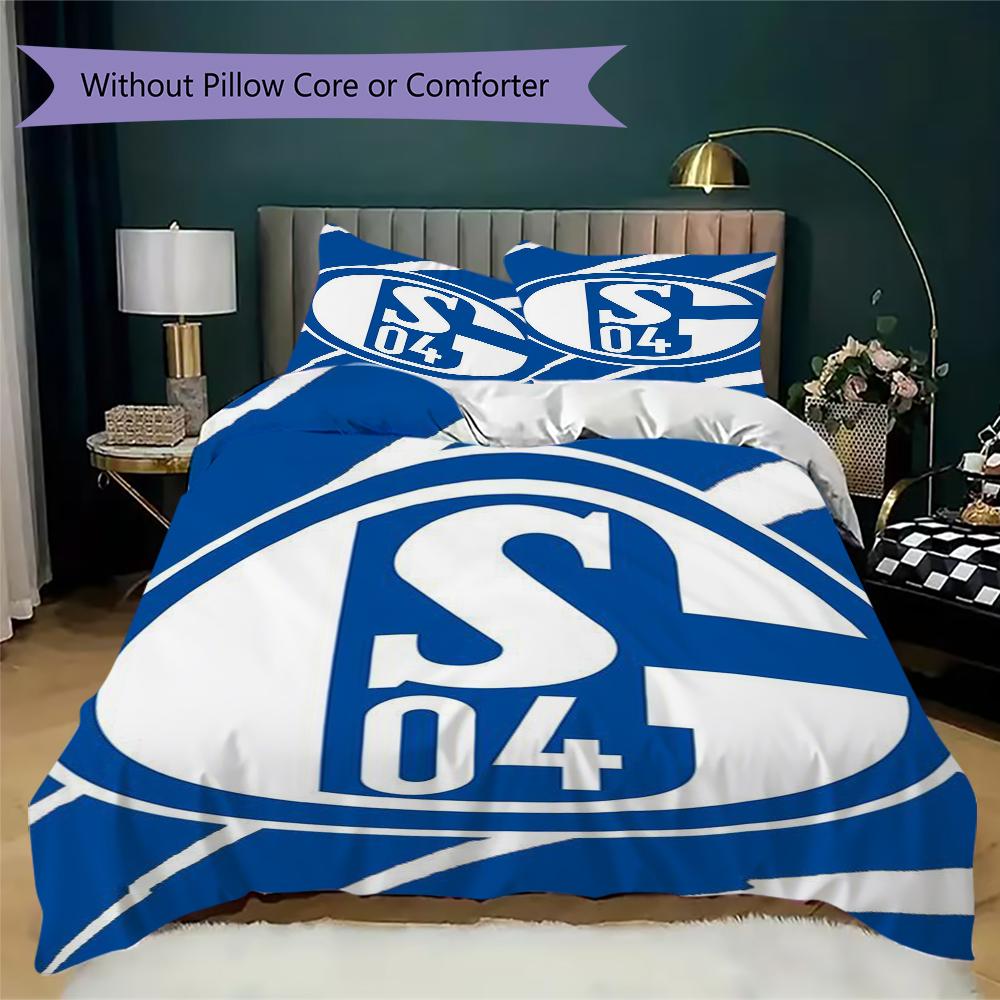 Schalke 04 Pattern Bedding,Quilt Set Quilt Cover Pillowcase Home Birthday Gift(1 * Duvet Cover + 2 * Pillowcase, Without Core)_lx