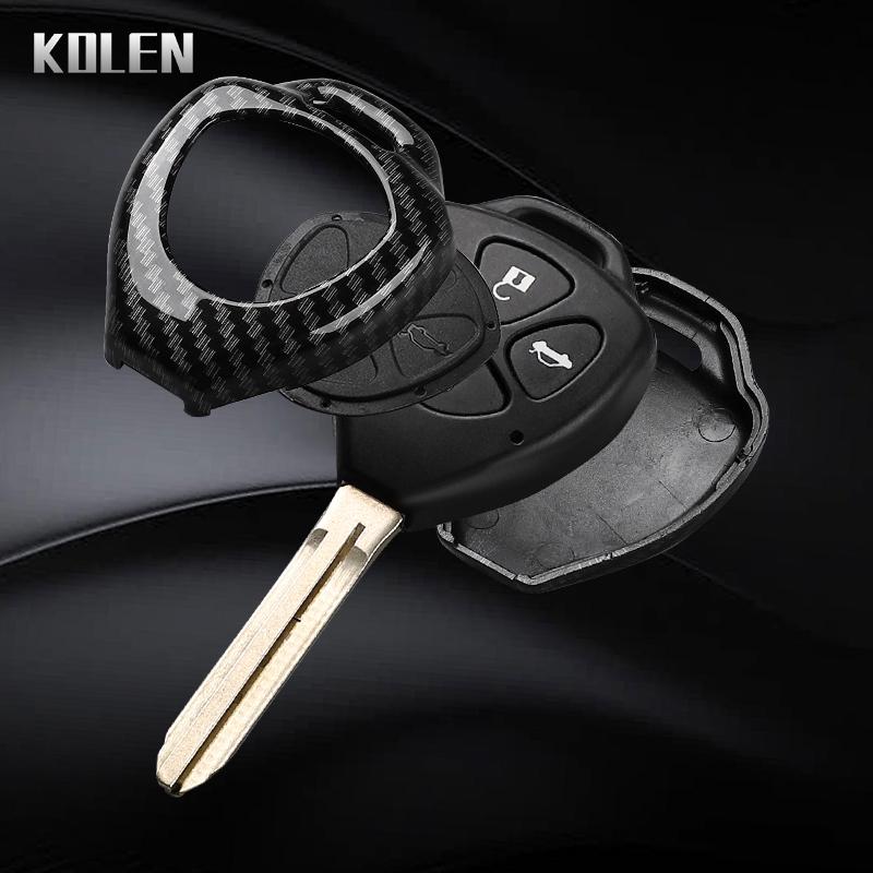 Abs Carbon Fiber Style Car Key Case Cover For Toyota Camry Avalon Corolla Matrix Rav4 Venza Yaris Replacement Protector Keychain