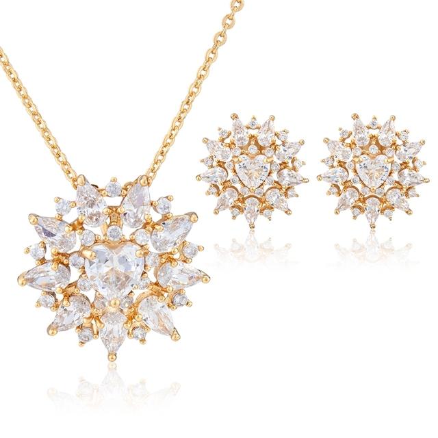 Schmuck Frauen Halskette Ohrringe Set Luxus Qualität Luxe Zubehör Feine Zirkonia Champagner Mode Jewelri Cubic Hohe Großhandel