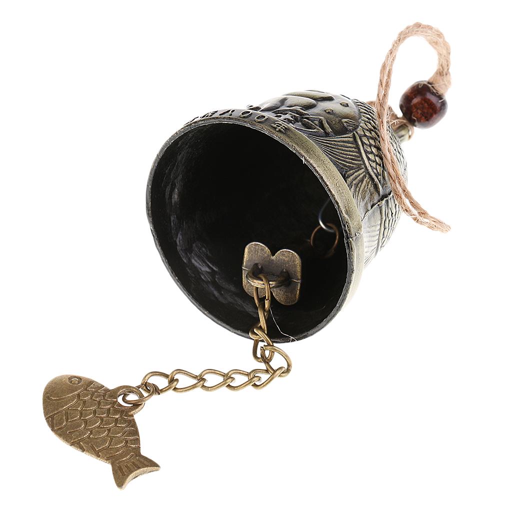 Lucky Feng Shui Bell Buddha Coin for Wealth and Safe & Success - Home Garden Patio Tree Car Interiors Hanging Charm Wind Chime