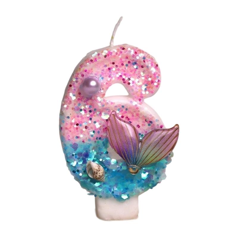 Ocean Mermaids Themed Birthday Number Candle Paraffins Wax Safe For Kids Girls Parties And Cake Toppers Decorations