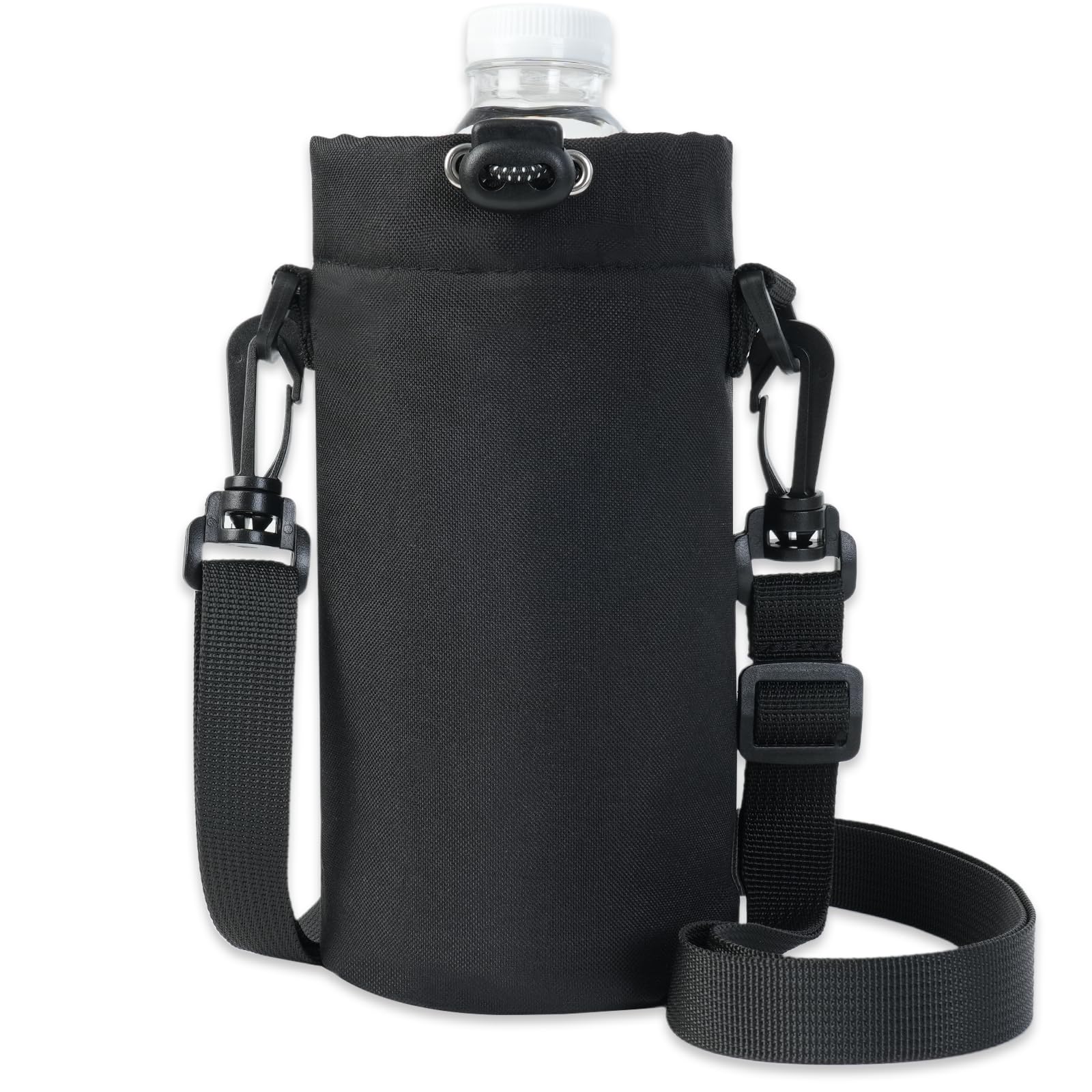 

500ml Water Bottle Cover, Shoulder Pouch, Crossbody Bag, Lightweight Nylon, Easy to Carry, Suitable for Children and Adults (Black)