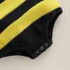Baby Jungen Mädchen Bienen Strampler Streifen Ärmellos Rücken Weiß Flügeldeko Jumpsuits Sommer Freizeitkleidung Säuglingsbodys mit Hut