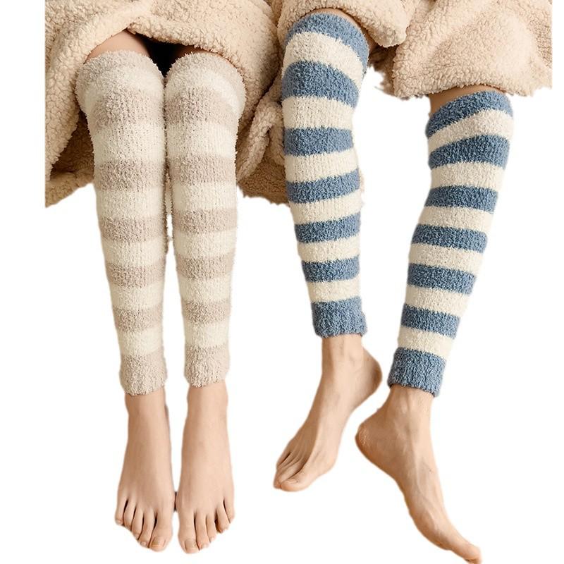 Winter Coral Fleece Over-the-Knee Leg Warmers - Thick, Warm Knee Pads & Sleep Socks for Men and Women