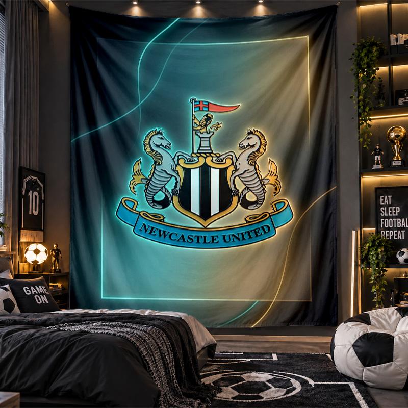 Nástěnná tapisérie Newcastle United Fotbalový potisk Látka do obývacího pokoje Ložnice Domácí dekorace