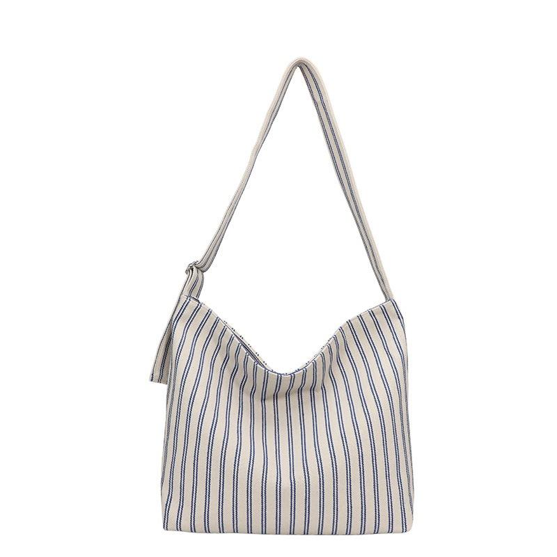 Striped Bag Women's Summer Casual Versatile Shoulder Bag Large Capacity Commuter Bucket Bag