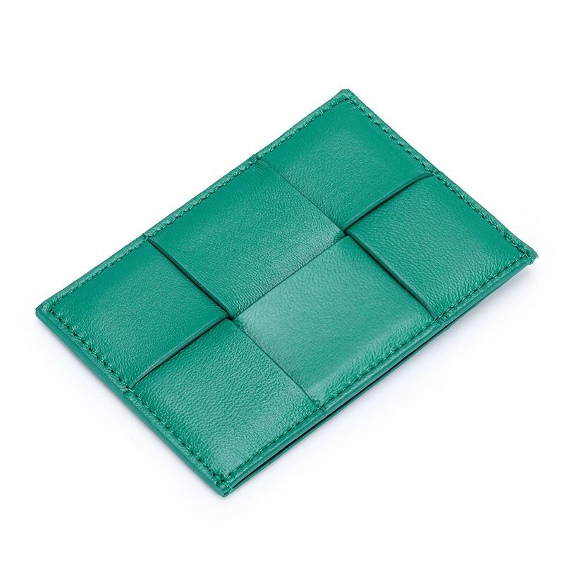 Leather Ultra-thin Small Change Purse Ins-style Exquisite Sheepskin Woven Card Bag Transformed Into Portable