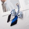 Silk Scarf Keychain with Horseshoe Buckle and Ribbon Bow for Bags and Cars