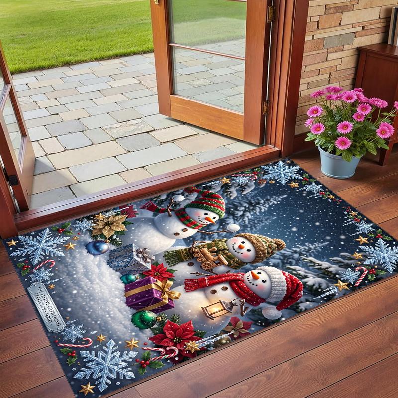 Christmas Printed Square Area Rug Soft Non Slip Floor Carpet For Bedroom Holiday Gift