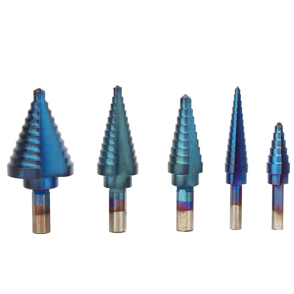 Набор из 5 сверл HSS с английским треугольным хвостовиком и ступенчатым сверлом, конических сверл