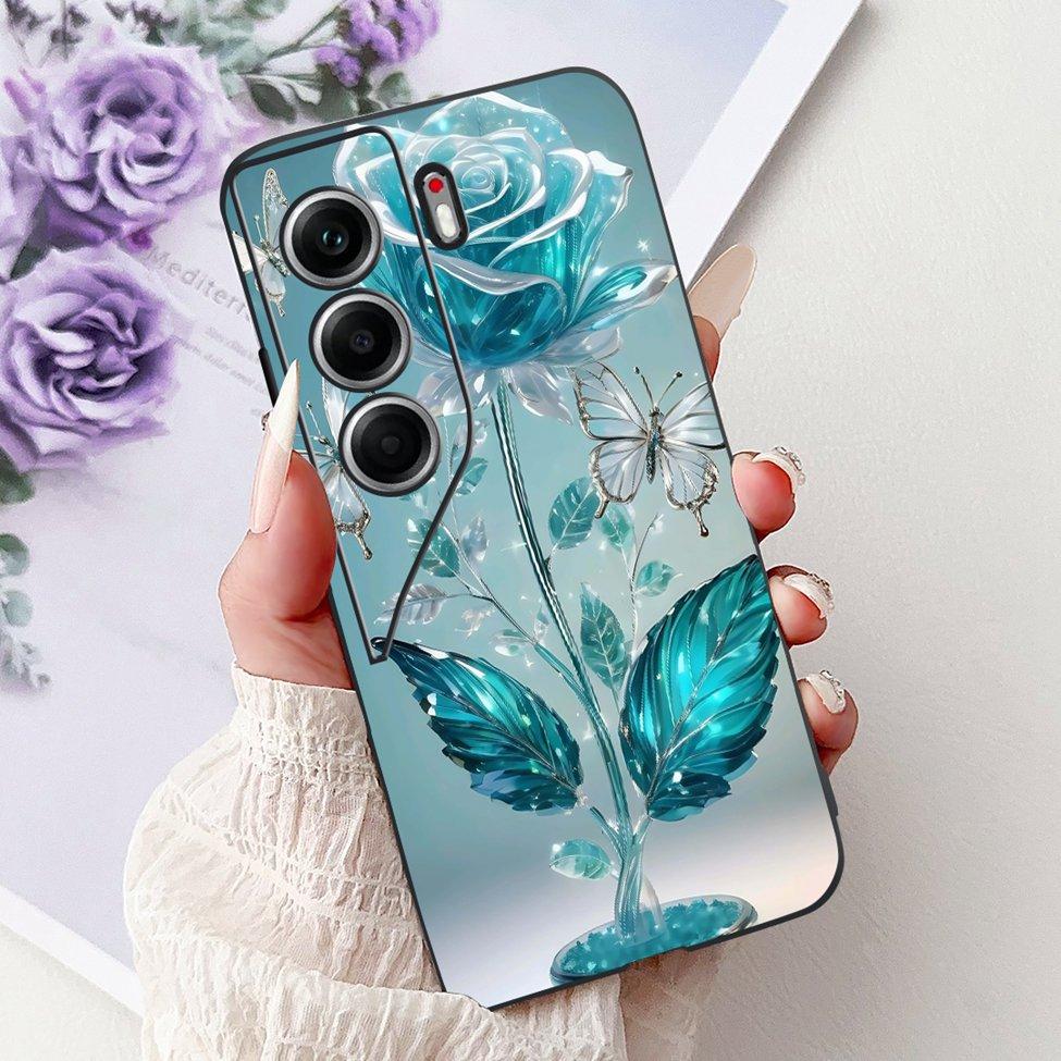 For Tecno Camon 40 Case CM5 Silicone Cute Cat Fashion Flowers Funny Painted Back Cover For Techno Camon 40 Phone Case Bumper