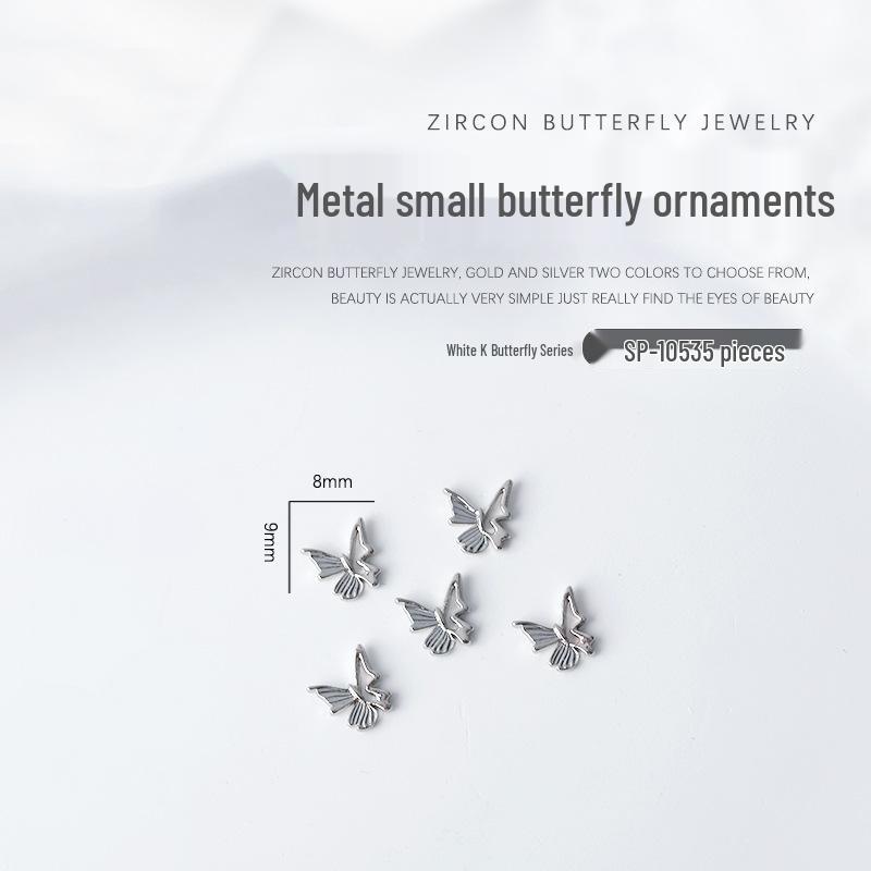 

Нейл-арт Металлические Мини-бабочки: Золотой, Белый, Бриллиантовые Акценты, 3D Дизайн, Набор из 5