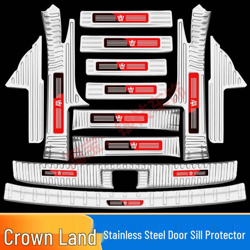 Toyota Crown Lu Fang Door Sill Strips & Trunk Protector Stainless Steel Modification Kit
