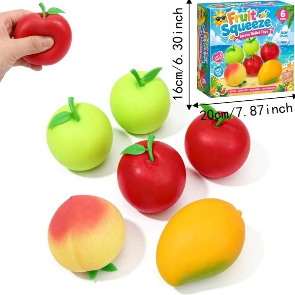 6Pcs Fruit Shape Stress Relieving Toy Slow Rebound Pinching Toy New Stress Ball Gift