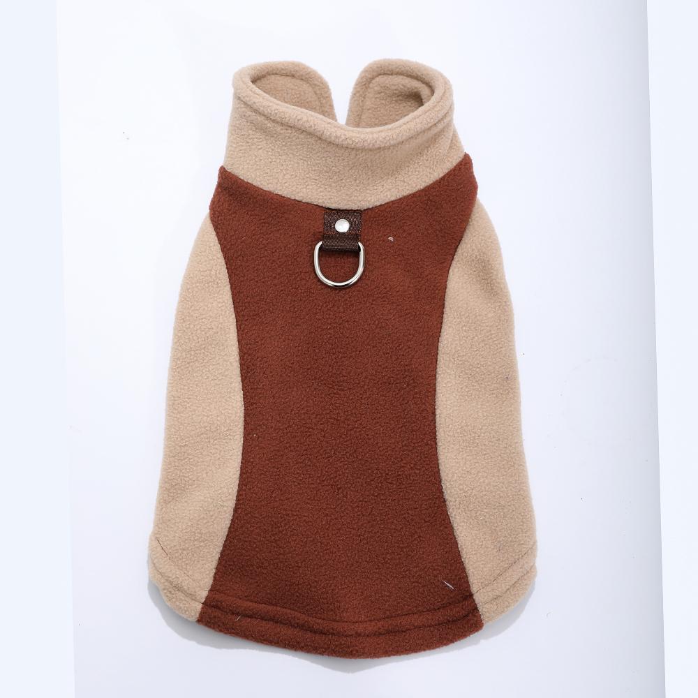 Fleece Dog Jacket D-ring Soft Cozy Warm Overalls Open Collar Splicing Cat Coat Sleeveless Puppy Clothes For Dog Cat