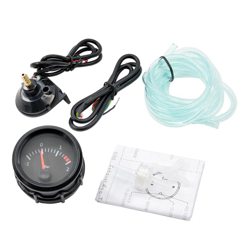 52mm Stepper Motor White LED Backlight Auto Car Boost Gauge -1~2 Bar Turbo Clock Meter Instrument