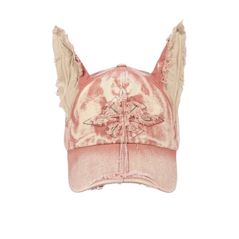 New Y2K Hot Girl Graffiti Jeans Rabbit Ears Cowboy Baseball Hat Wash Graffiti Hip Hop Cap Women Men Party Team Baseball Cap
