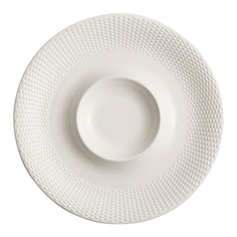 Assiette peu profonde en céramique à rayures givrées, assiette à dessert, assiette à sushi, assiettes à pâtes, restaurant, cuisine moléculaire, vaisselle créative