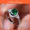 Silvery 1 Color Pc Oval Cut Green Stone Cz Claw Rings Wedding Band Jewelry Valentines Day Gifts