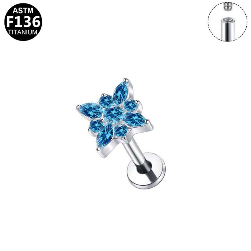 G23 Titanium Legering Mode Piercing Sieraden: Oorbel met Interne Schroefdraad Paardenoog Zirkonia