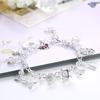 925 Silver Heart Zircon Pendant Bracelet for Women Wedding Party Jewelry 20cm